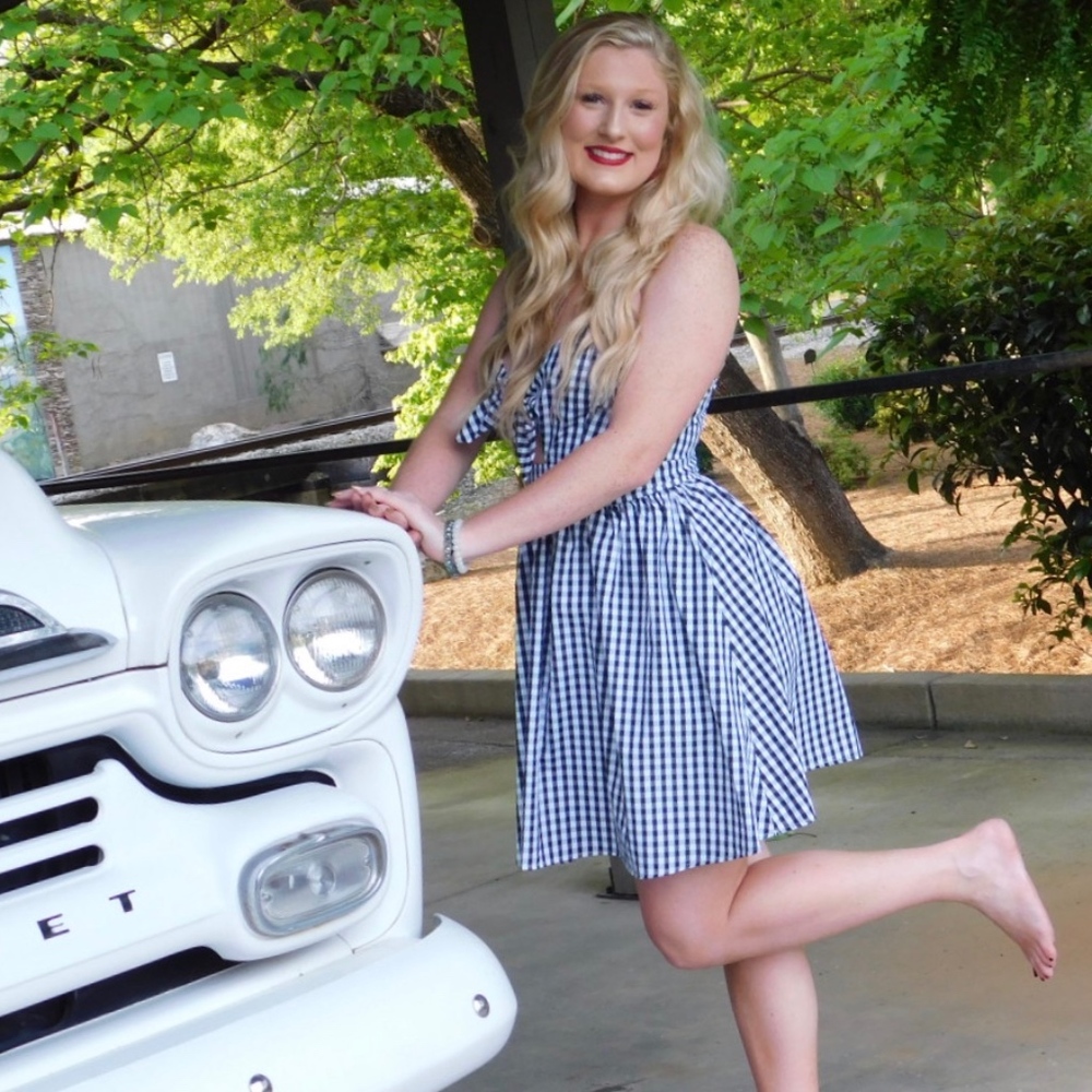 Black and White Gingham Tie-Front Dress